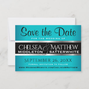 Save The Date Mariage Enregistrer la date Turquoise et Argent