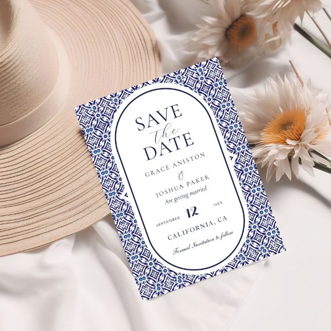 Save The Date Mariage espagnol Blue Mexican Talavera (Créateur téléchargé)