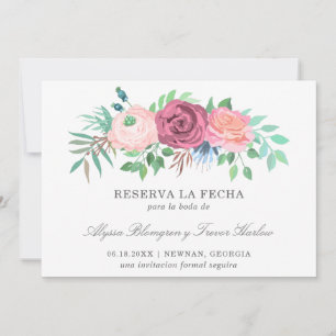 Save The Date Mariage espagnol élégant rose floral