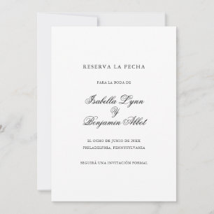 Save The Date Mariage espagnol traditionnel noir et blanc