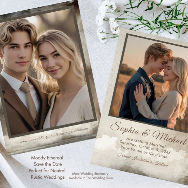 Save The Date Mariage Étape à Sauvegarder Ethéré Éaquarelle Vint (Créateur téléchargé)