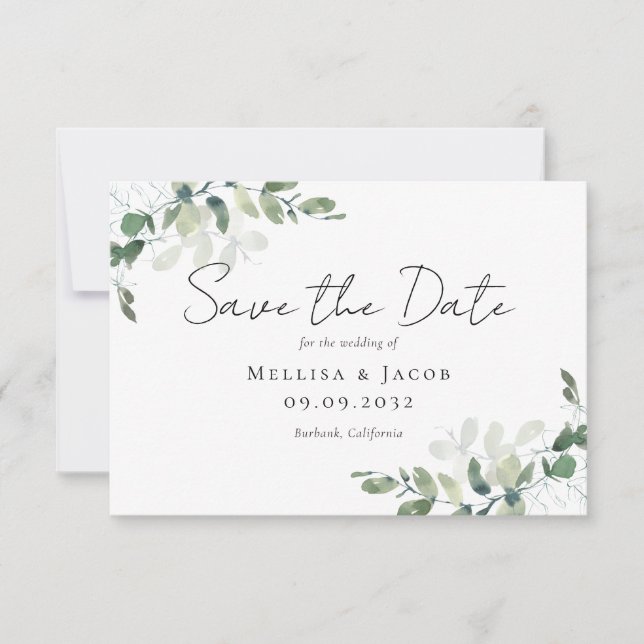 Save The Date Mariage Eucalyptus (Devant)