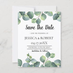 Save The Date Mariage Eucalyptus Foliage Enregistrer la date