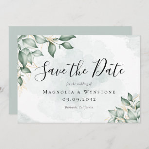 Save The Date Mariage Eucalyptus Green Watercolor