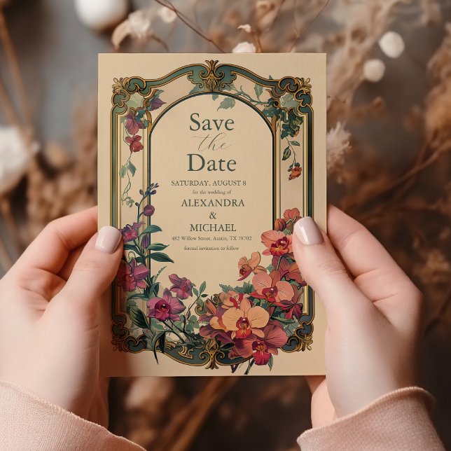 Save The Date Mariage Fancy Classique Art Nouveau Décoratif (Créateur téléchargé)