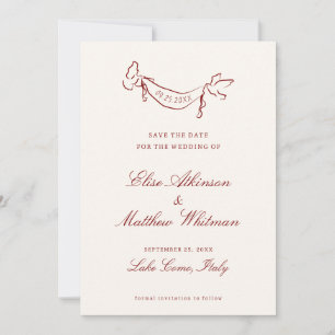 Save The Date Mariage fantaisiste illustré de rouge