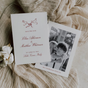 Save The Date Mariage fantaisiste illustré en rouge