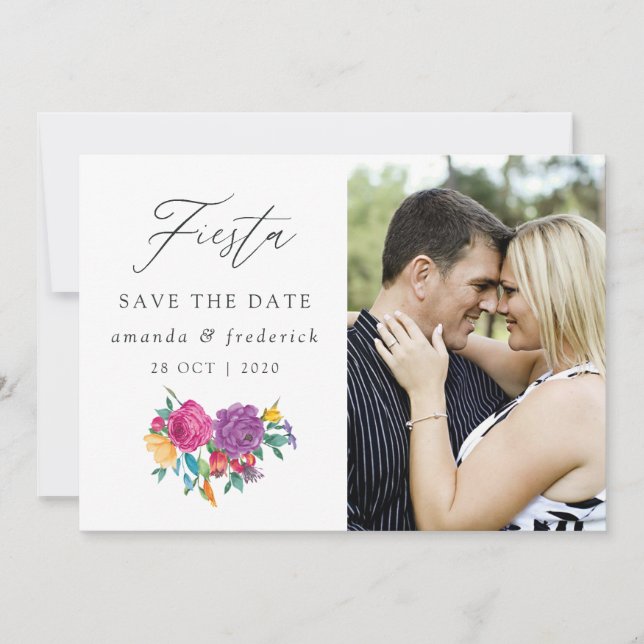 Save The Date Mariage Fête Florale Aquarelle (Devant)