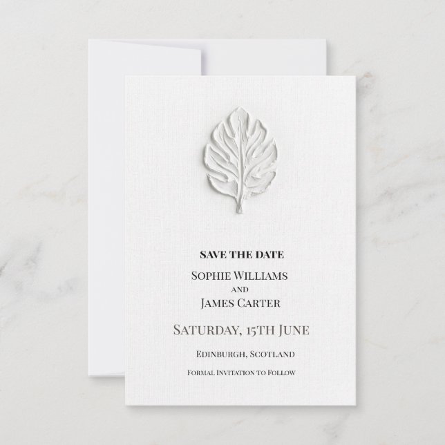 Save The Date Mariage Feuille d'Argent (Devant)