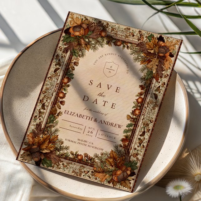 Save The Date Mariage Feuille de Chêne d'Automne (Créateur téléchargé)