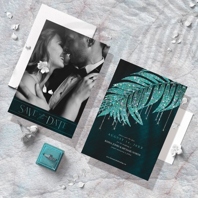Save The Date Mariage feuille de joaillerie ID Turquoise830 (Créateur téléchargé)