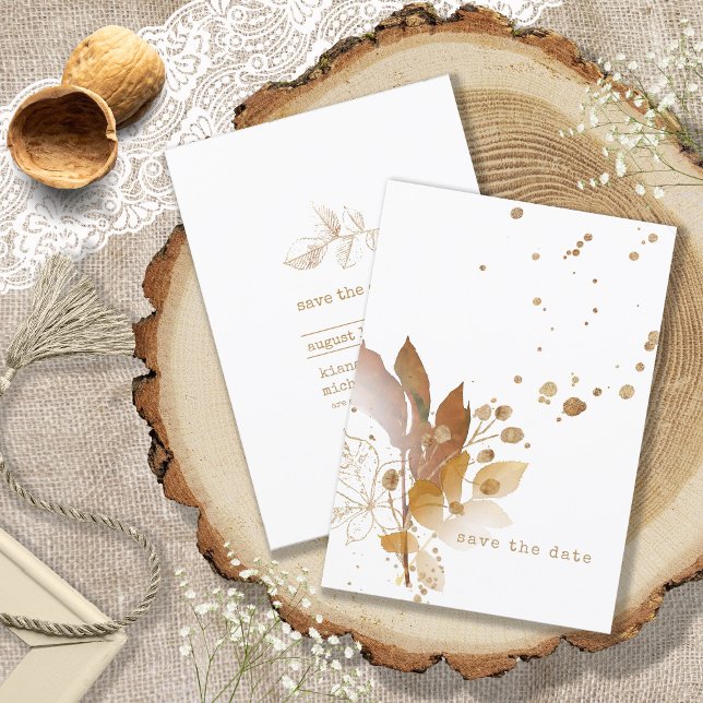 Save The Date Mariage feuille d'or ID655 (Créateur téléchargé)
