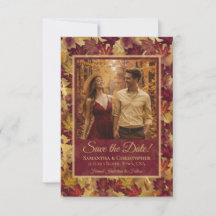Mariage Feuilles d'Automne Bourgeois & Or & Photo