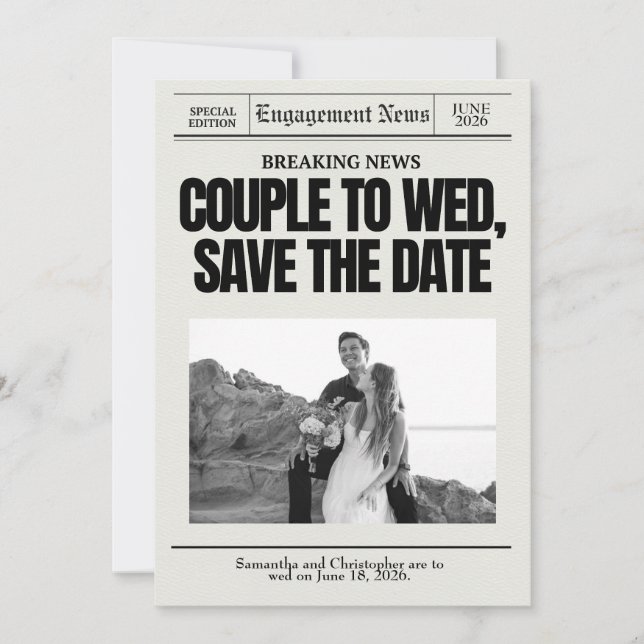 Save The Date Mariage fiançailles Enregistrer la date Dernière h (Devant)