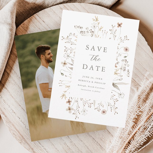 Save The Date Mariage Fleur de Champ Bohème Cadre (Créateur téléchargé)