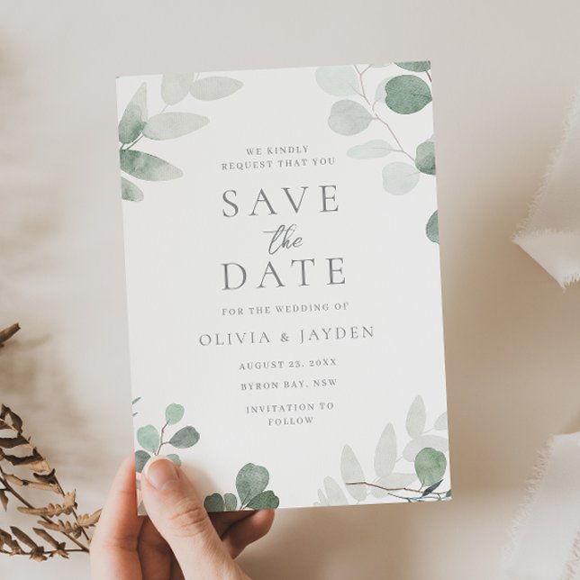 Save The Date Mariage Fleur de Feuille Verte (Créateur téléchargé)