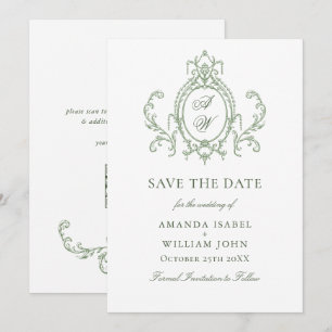 Save The Date Mariage Fleur de Grâce Orné de Style Victorien Ver