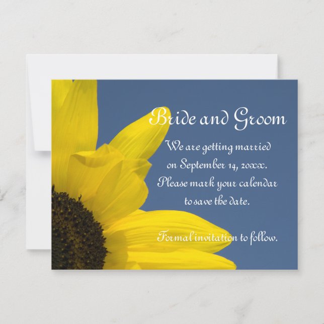 Save The Date Mariage Fleur de Tournesol et Ciel Bleu Enregistre (Devant)