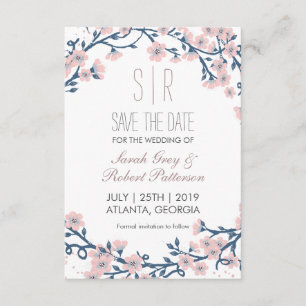 Save The Date Mariage Fleur Rose Cerise Blossom Enregistrer La D