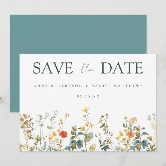 Save The Date Mariage fleur sauvage (Devant / Derrière)