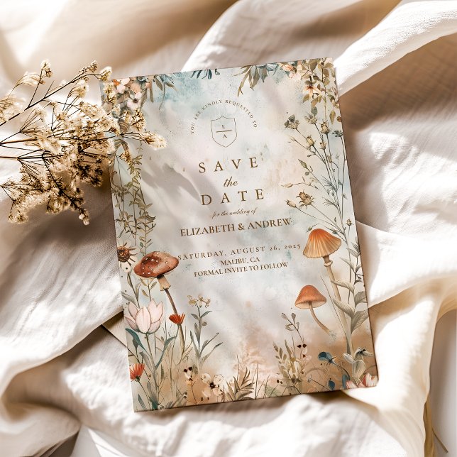 Save The Date Mariage Fleur sauvage Boho Mushroom (Créateur téléchargé)