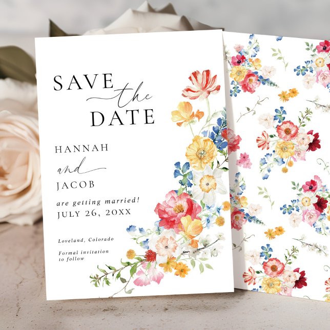 Save The Date Mariage Fleur sauvage coloré (Créateur téléchargé)