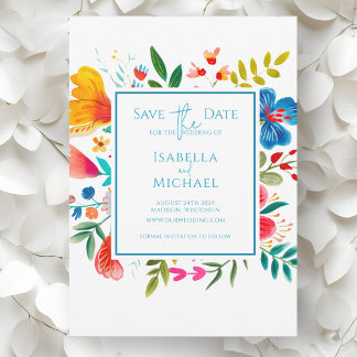 Save The Date Mariage Fleur sauvage couleur aquarelle