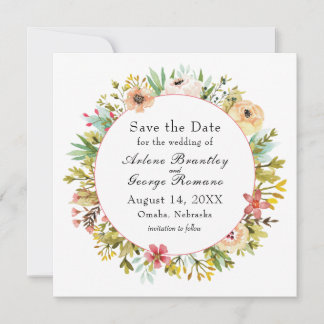 Save The Date Mariage Fleur sauvage d'aquarelle