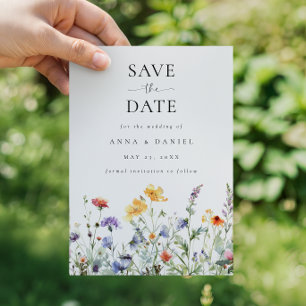 Save The Date Mariage Fleur sauvage d'aquarelle dynamique