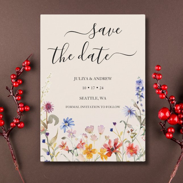 Save The Date Mariage fleur sauvage élégant (Créateur téléchargé)