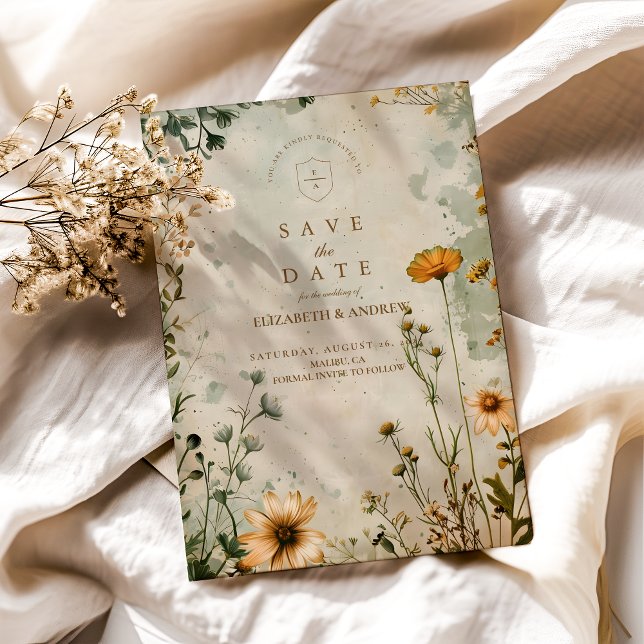 Save The Date Mariage Fleur sauvage Golden Meadow (Créateur téléchargé)