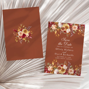 Save The Date Mariage Fleur sauvage moderne Burange Orange