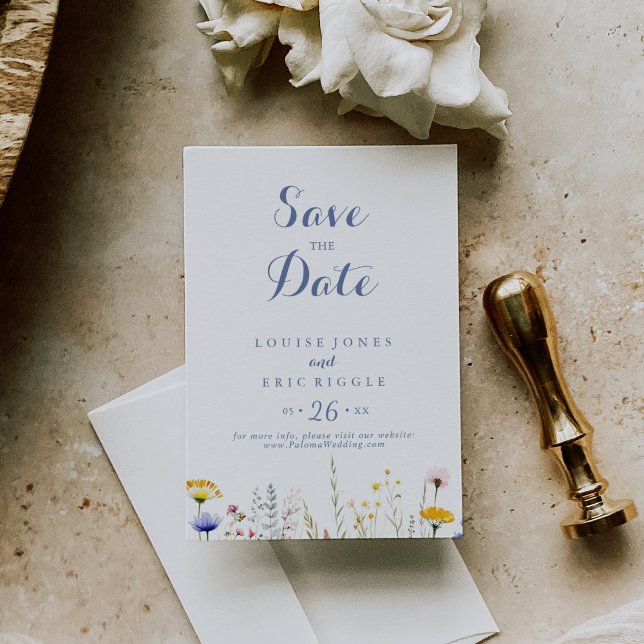 Save The Date Mariage Fleur sauvage multicouleur moderne (Créateur téléchargé)