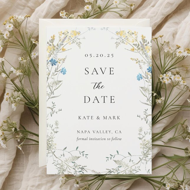 Save The Date Mariage Fleur sauvage neutre élégant (Créateur téléchargé)