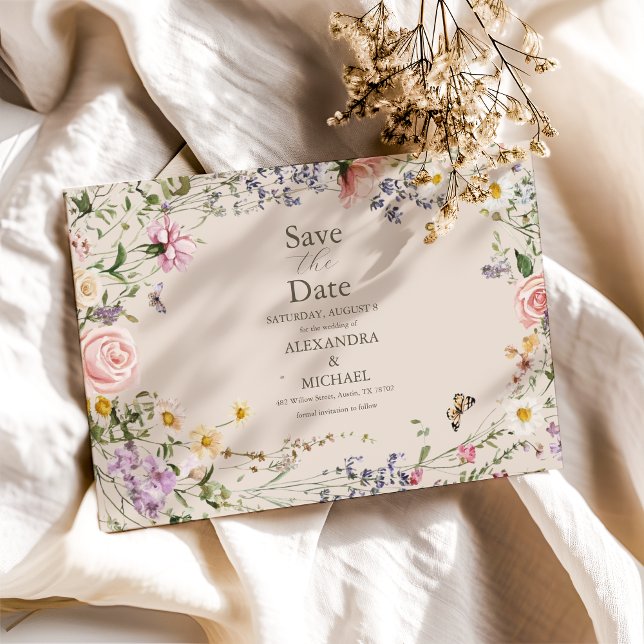 Save The Date Mariage fleur sauvage Rustic Pays (Créateur téléchargé)