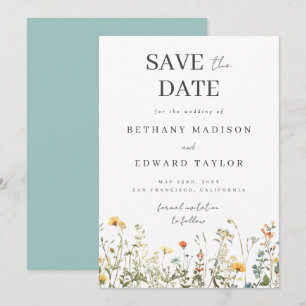 Save The Date Mariage Fleur sauvage Simple Enregistrer La Date