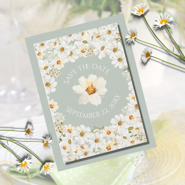 Save The Date Mariage fleuri de marguerite personnalisée (Créateur téléchargé)