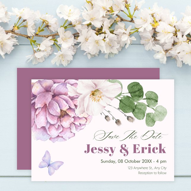 Save The Date Mariage fleuri violet (Créateur téléchargé)