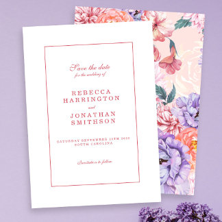 Save The Date Mariage Fleurie Aquarelle Vintage Rose Pêche