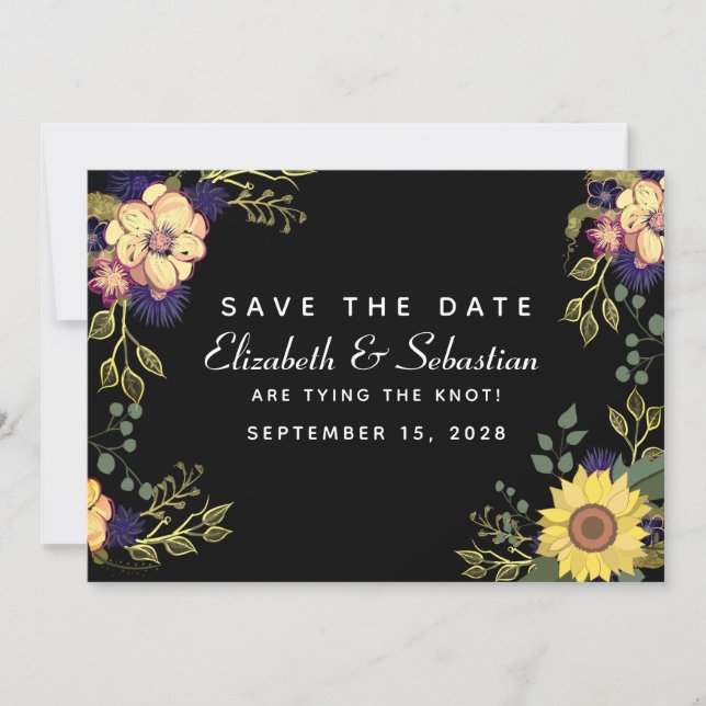Save The Date Mariage Fleurie Morose à Sauvegarder la Date (Devant)
