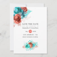 Mariage Fleuris Corail Vivant et Turquoise