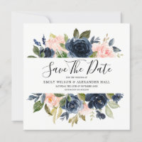 Mariage Fleurs Aquarelle Rose & Nuit