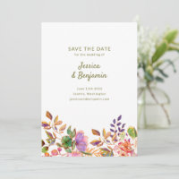 Mariage Fleurs Aquarelles Colorées Minimalistes