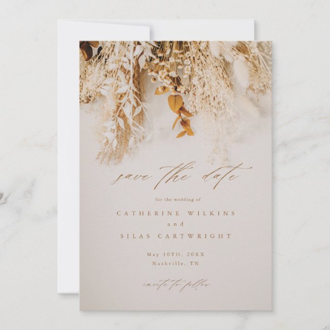 Save The Date Mariage Fleurs d'Automne Bohème (Devant)