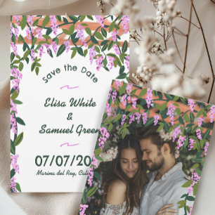 Save The Date Mariage Fleurs Personnalisées Vignes de Glycine