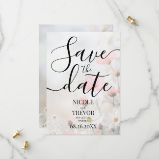 Save The Date Mariage Fleurs Rouges Douces Petites Personnalisée