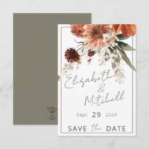 Save The Date Mariage Fleurs Terracotta Rustique