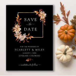 Save The Date Mariage floral à cascade noire