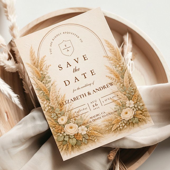 Save The Date Mariage Floral à Voûte de Blé Neutre (Créateur téléchargé)