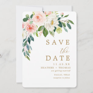 Save The Date Mariage Floral Aquarelle Élégant Rose Gold